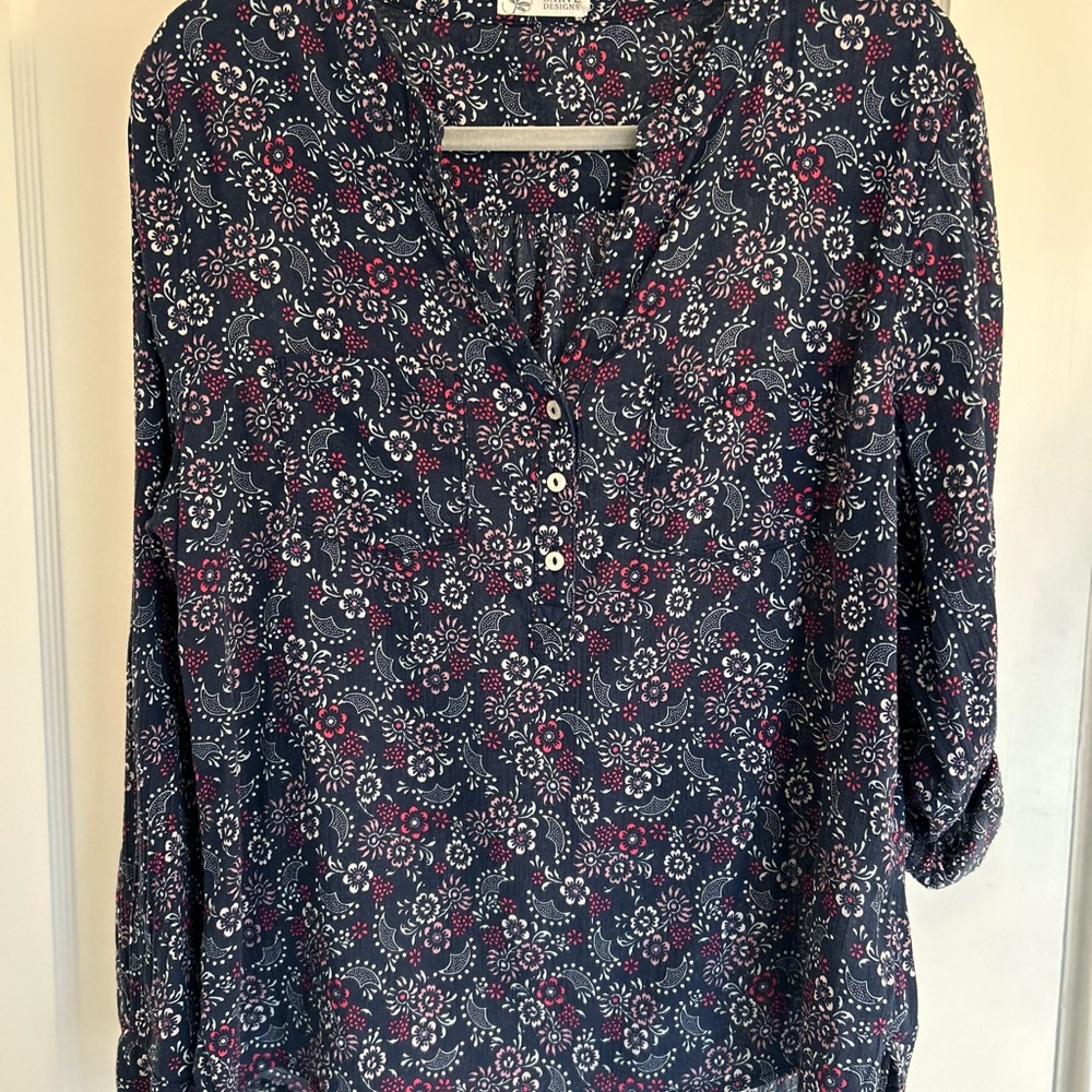 Carve Brand Floral Navy Blouse
